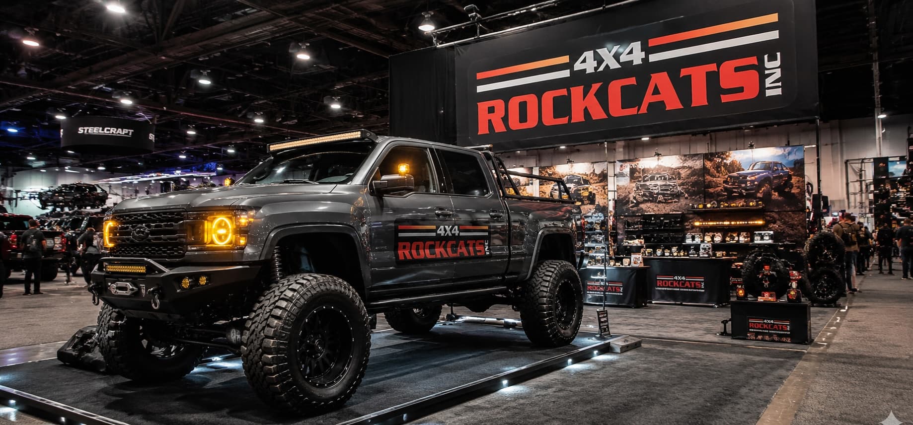 Rockcats brand wall at trade show booth