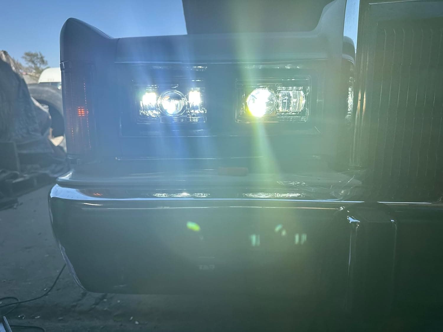 LED headlight installed on truck